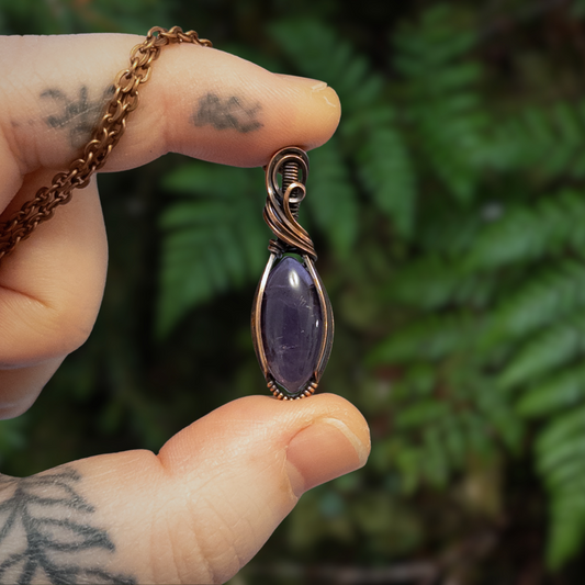 Dainty Amethyst Copper Wrapped Pendant