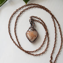 Load image into Gallery viewer, Flower Agate Heart &amp; Copper Wrapped Pendant - C
