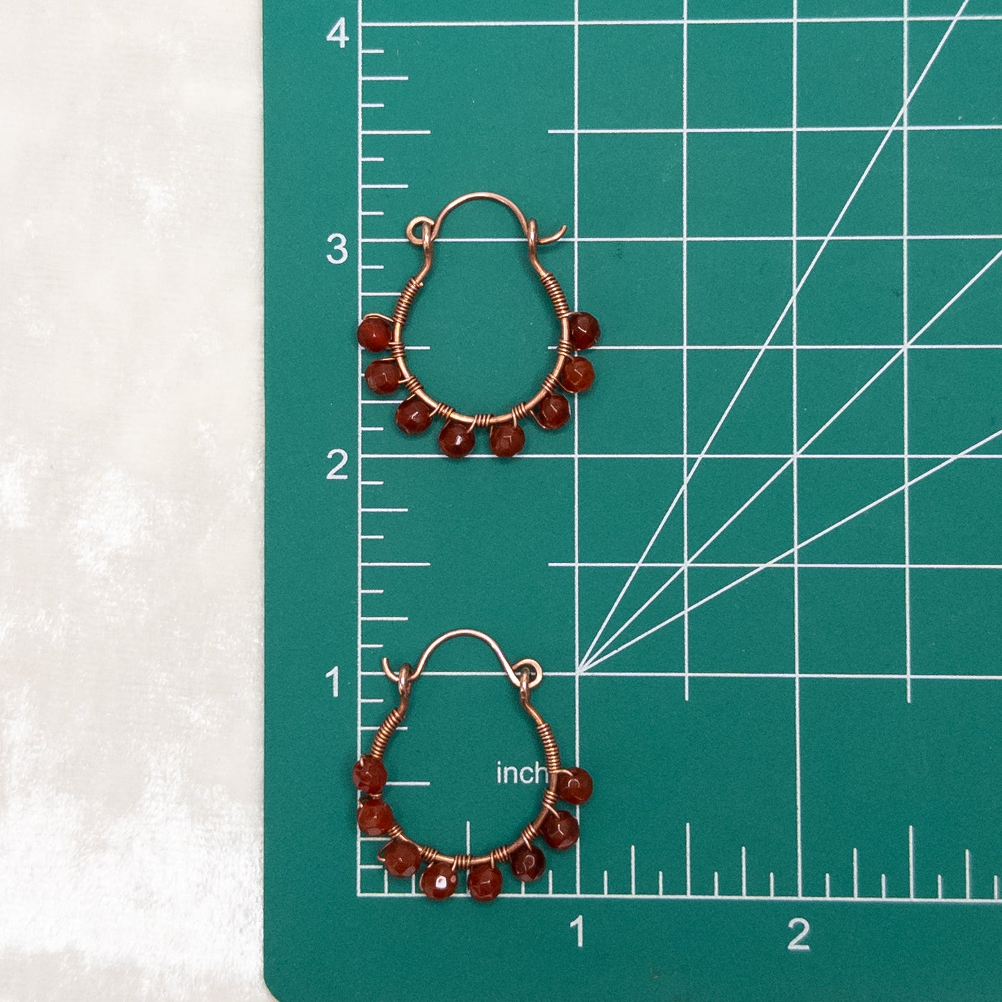 Carnelian Copper Hinged Hoop Earrings