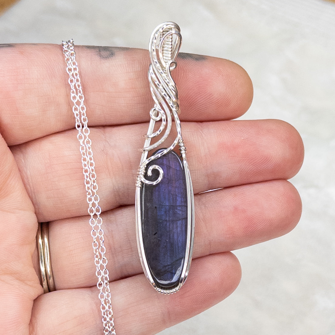 Purple & Blue Labradorite .925 Sterling Silver Pendant