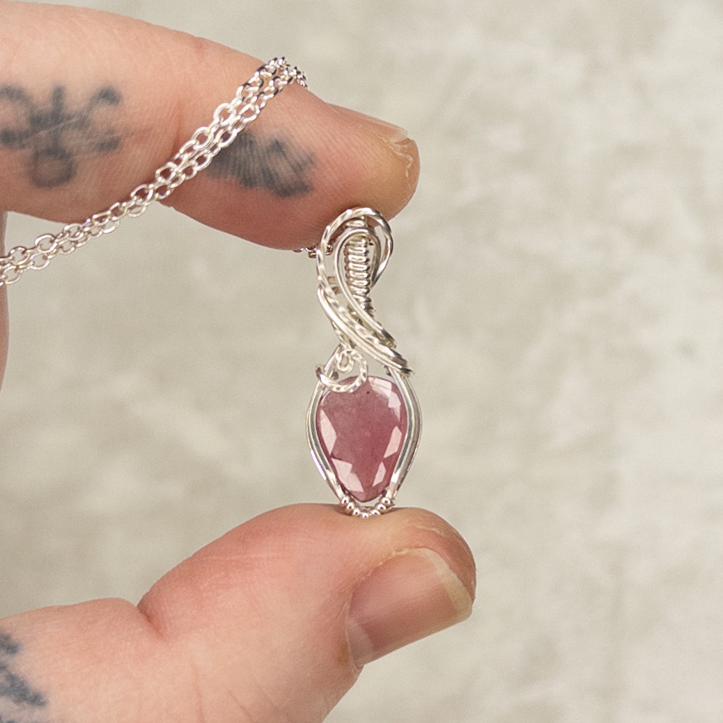 3ct. Rose-Cut Pink Sapphire .925 Sterling Silver Pendant