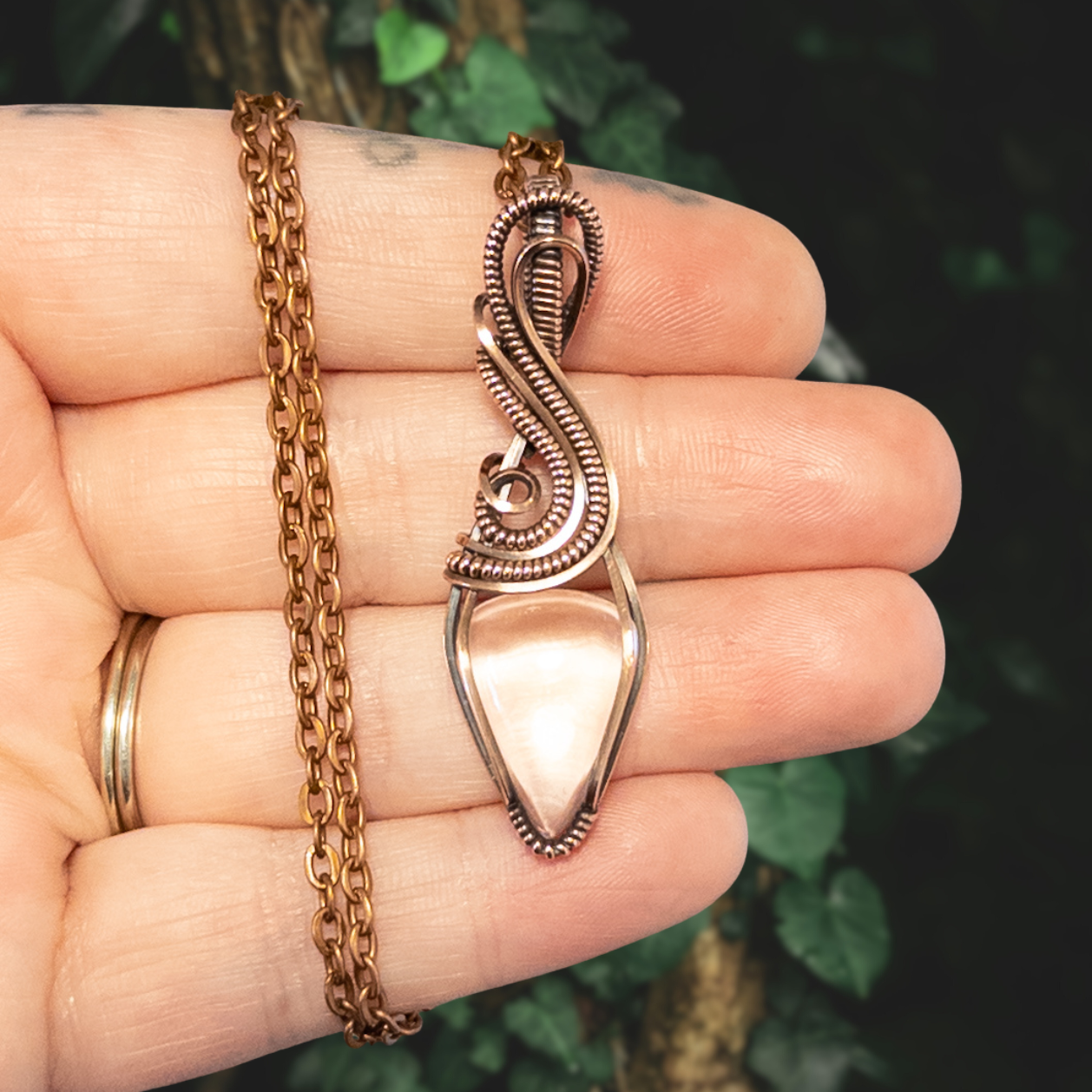 Clear Quartz Antiqued Copper Pendant