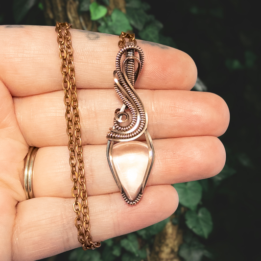Clear Quartz Antiqued Copper Pendant