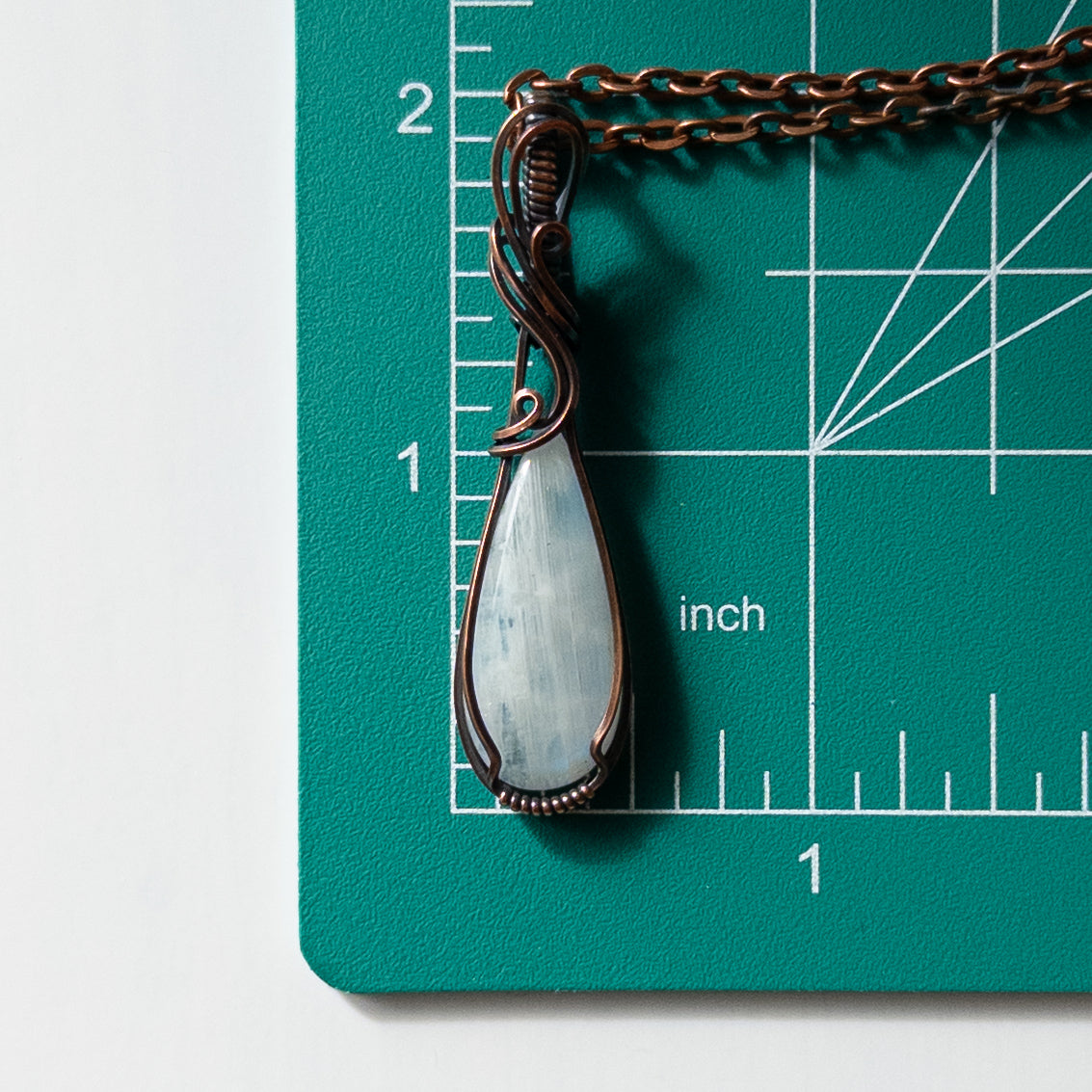 Moonstone Teardrop Copper Wrapped Pendant