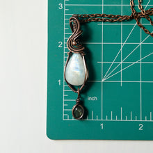 Load image into Gallery viewer, Rainbow Moonstone With Labradorite Charm &amp; Copper Wrapped Pendant
