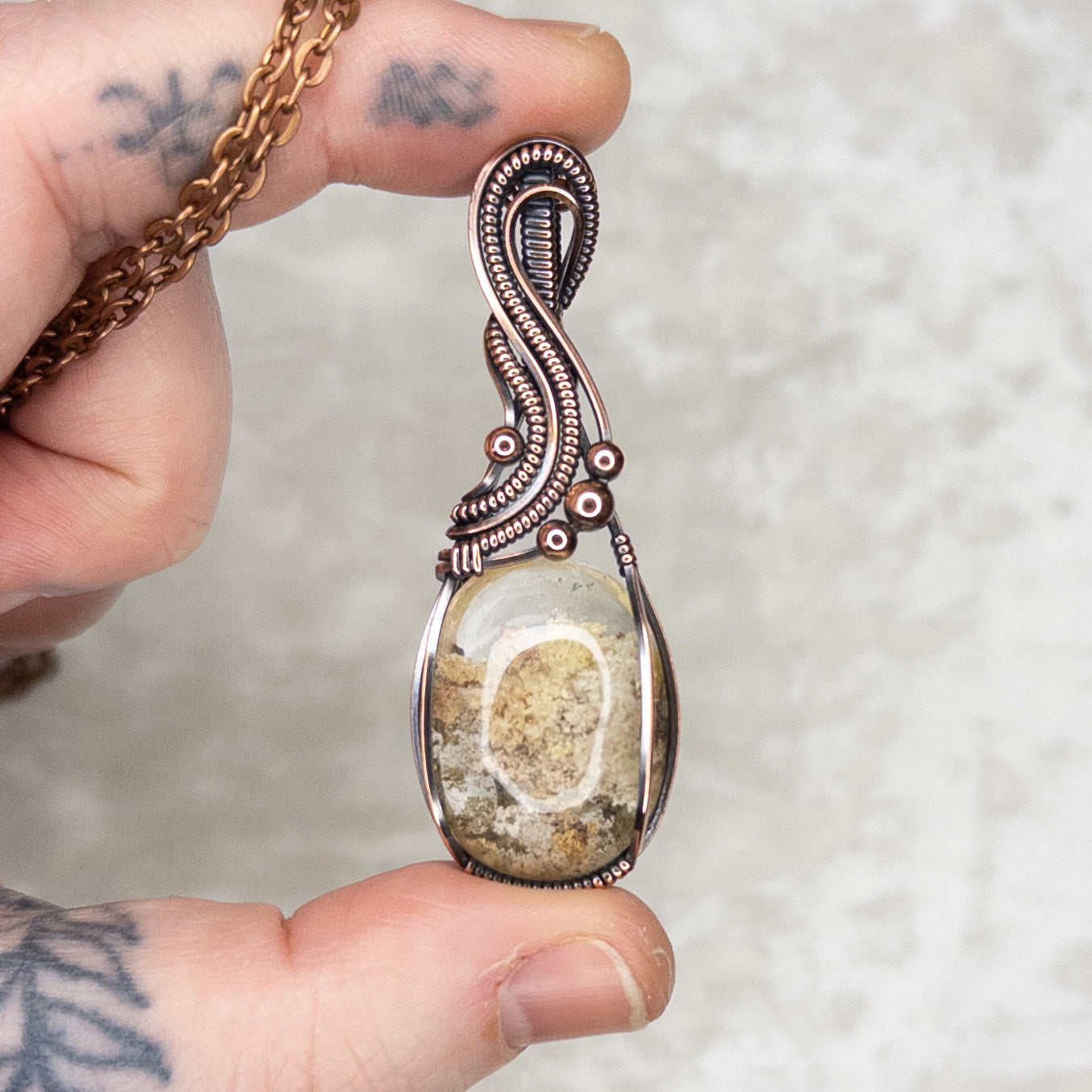Garden Quartz Antiqued Copper Pendant