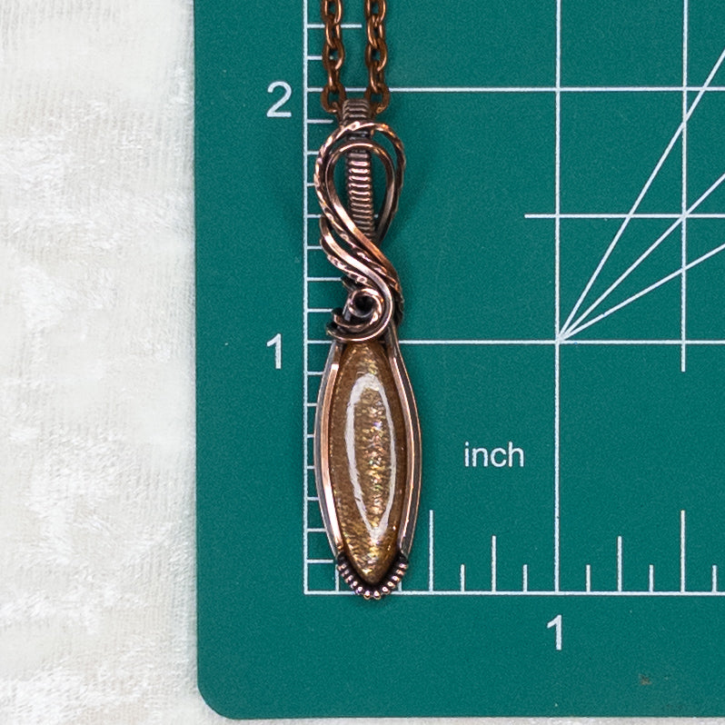 Dainty Sunstone Antiqued Copper Pendant