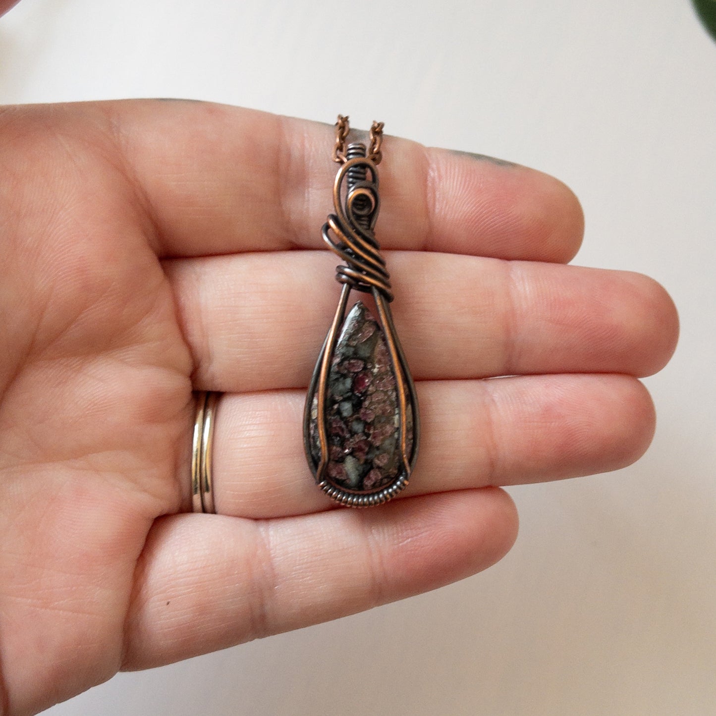 Eudialyte & Copper Wrapped Pendant