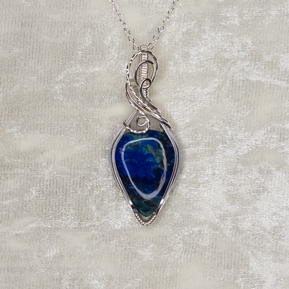 Moroccan Azurite & Malachite Sterling Silver Pendant