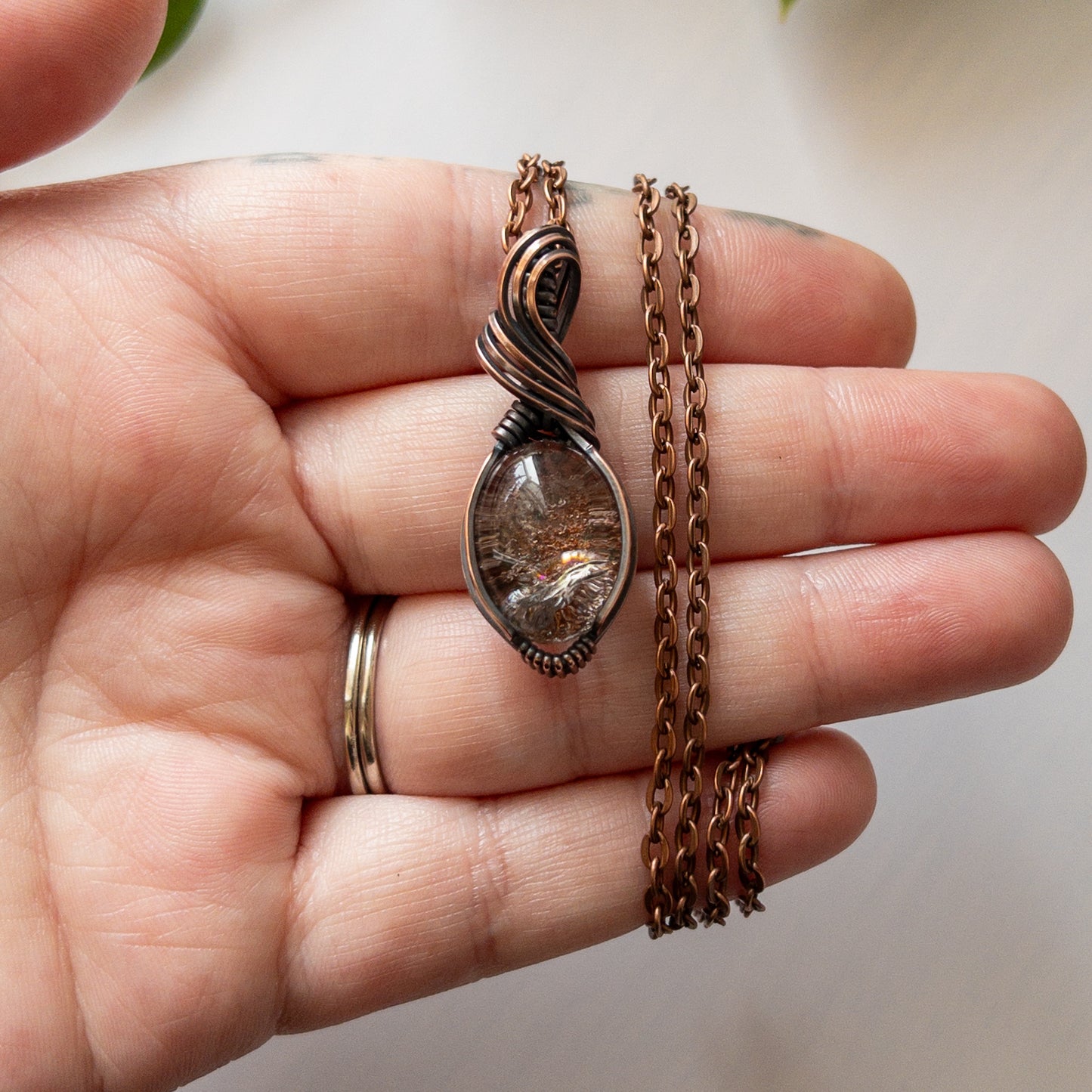 Garden Quartz & Copper Wrapped Pendant