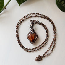 Load image into Gallery viewer, Fire Quartz Heart &amp; Copper Wrapped Pendant
