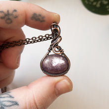 Load image into Gallery viewer, Lepidolite &amp; Copper Wrapped Pendant
