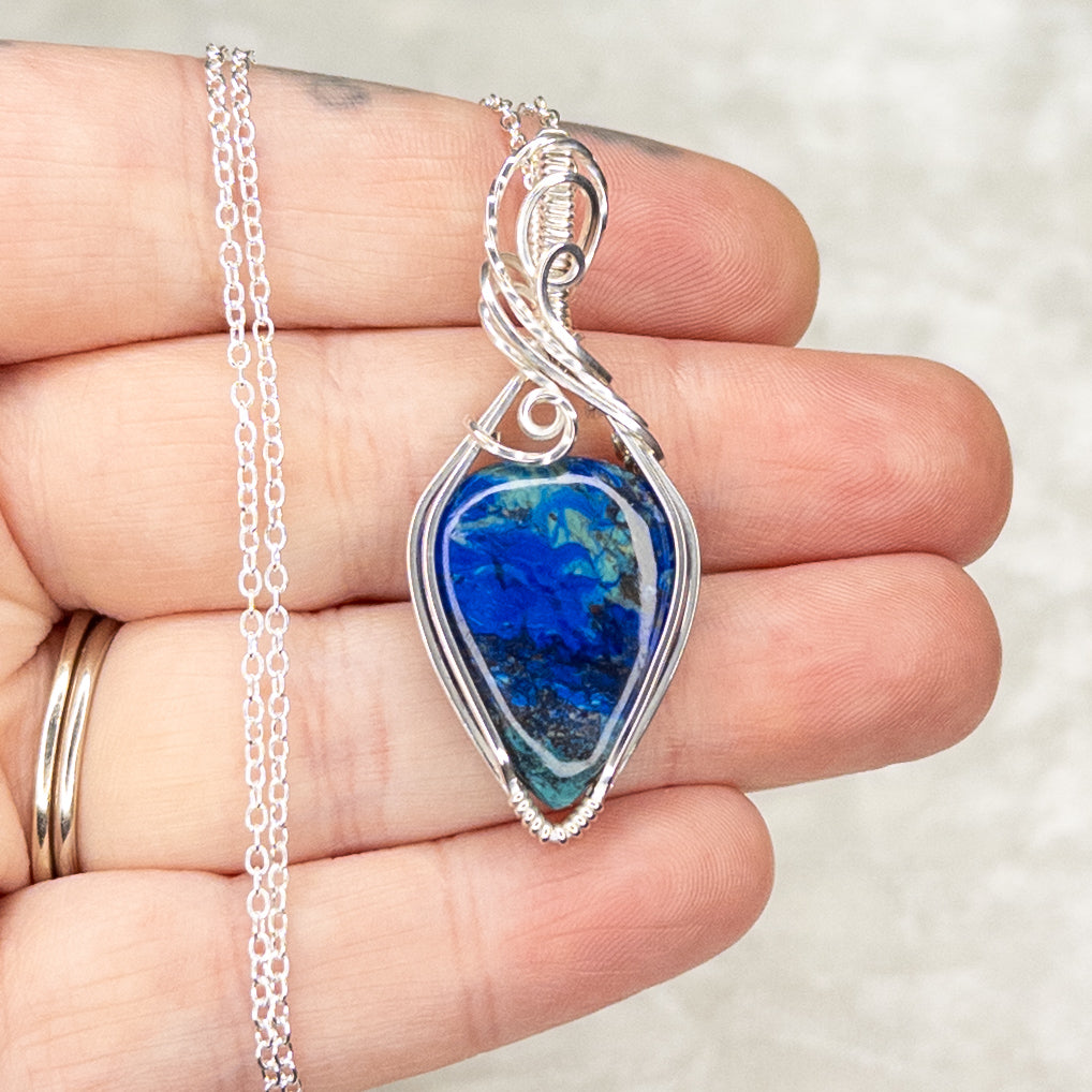 Moroccan Azurite & Malachite Sterling Silver Pendant