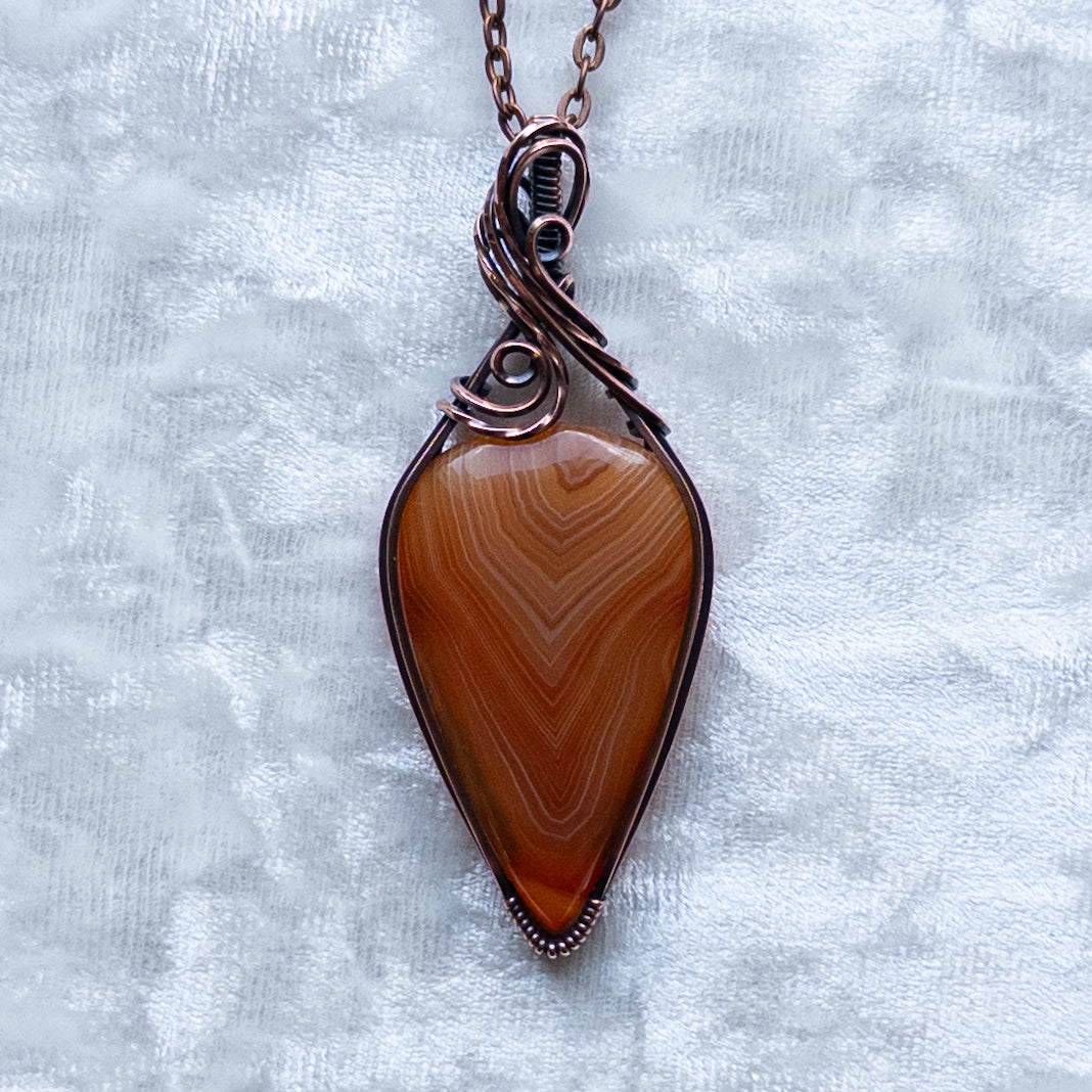 Orange Lake Superior Agate Pendant - Antiqued Copper