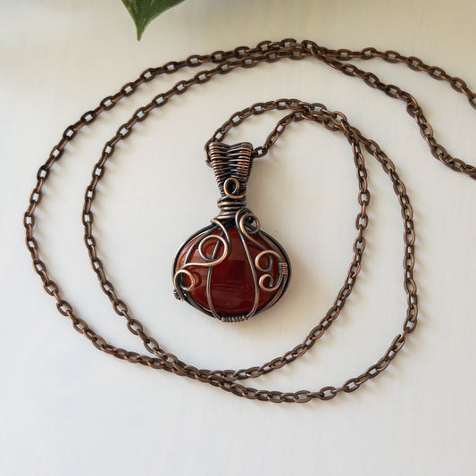 Pumpkin Pendant - Carnelian & Copper B