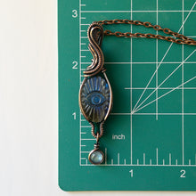 Load image into Gallery viewer, Labradorite Eye With Moonstone Charm Copper Wrapped Pendant
