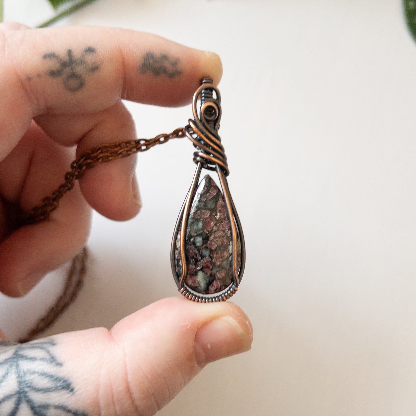 Eudialyte & Copper Wrapped Pendant