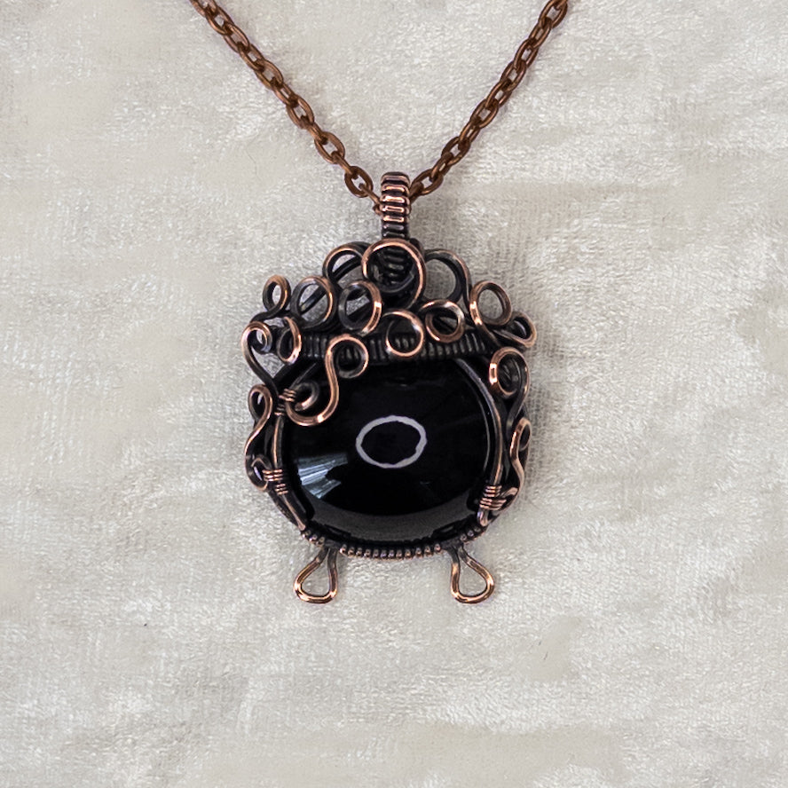 Rainbow Obsidian “Bubbling Cauldron” Antiqued Copper Pendant