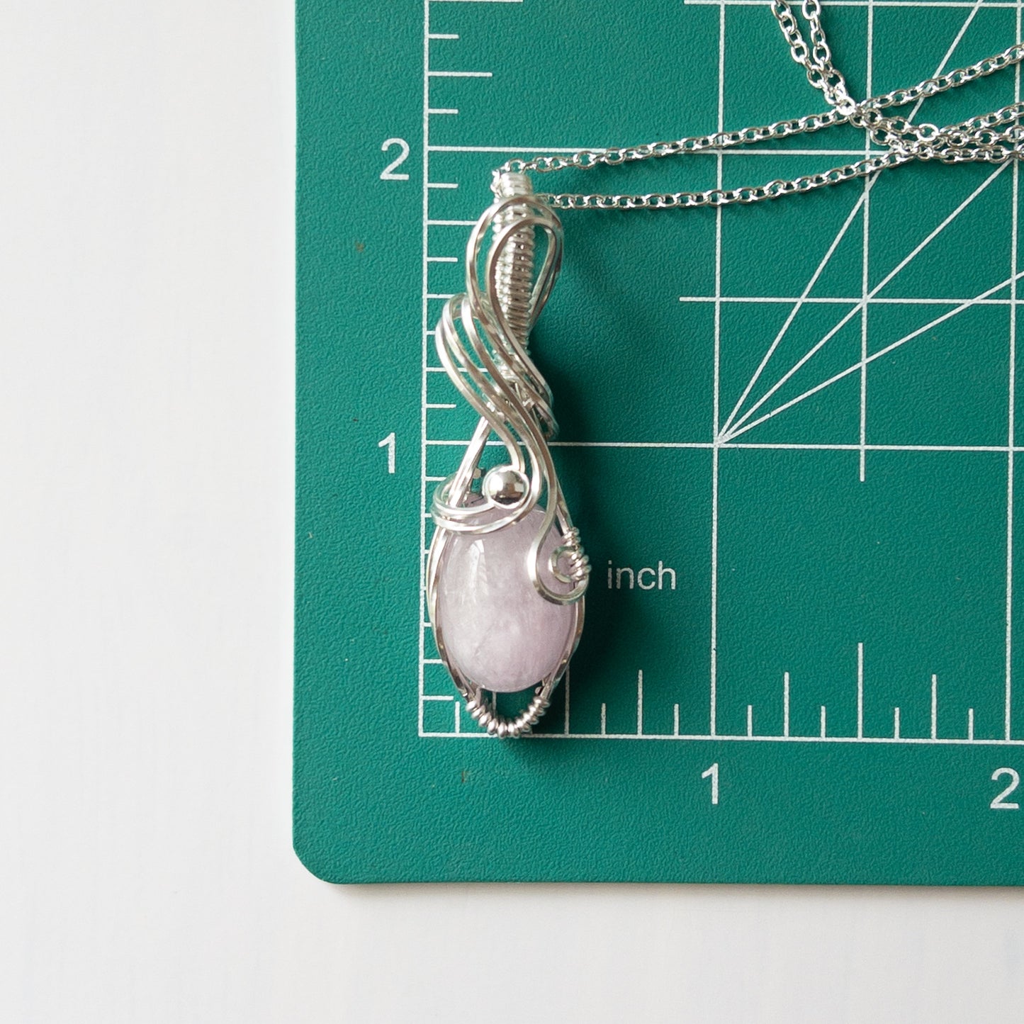 Kunzite & Sterling Silver Wrapped Pendant