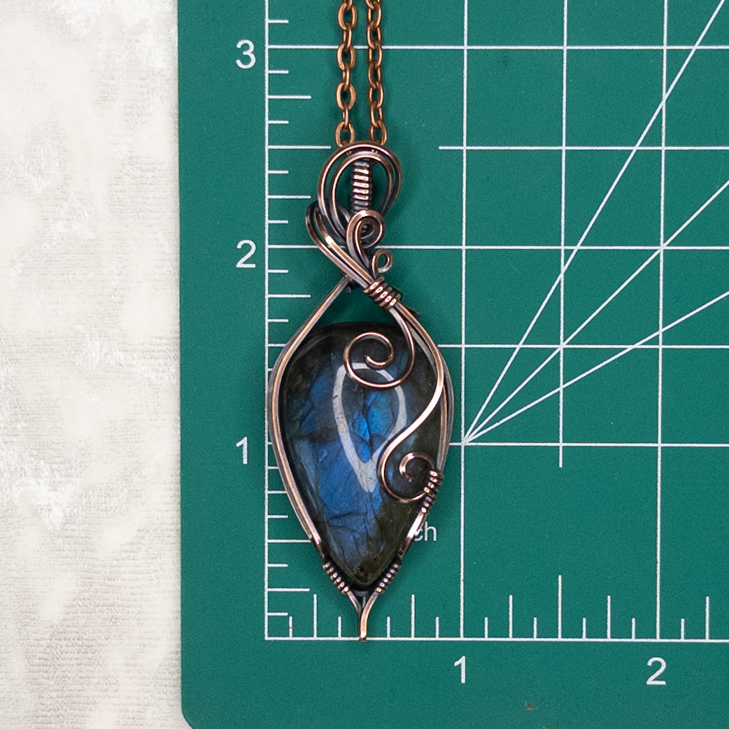 Blue Labradorite Antiqued Copper Pendant