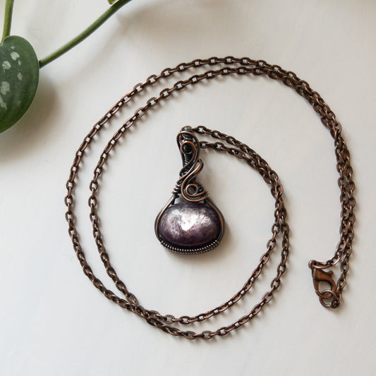 Lepidolite & Copper Wrapped Pendant