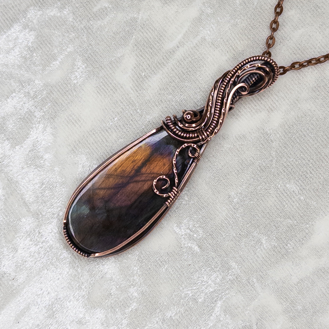 Sunset Labradorite Antiqued Copper Pendant