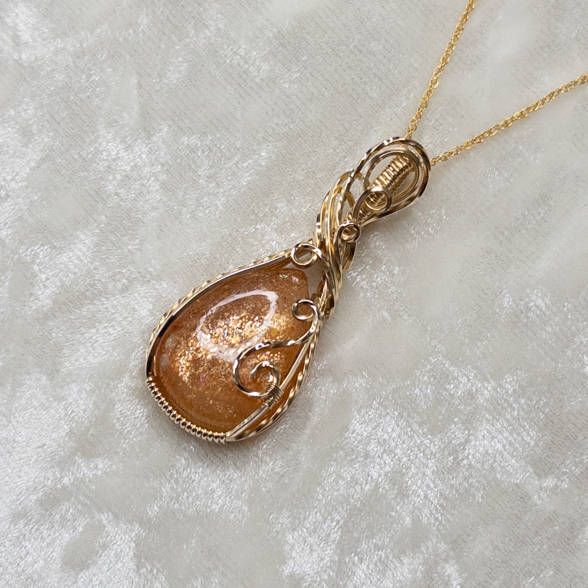 22.7 Carat Confetti Sunstone 14k Gold-Filled Pendant