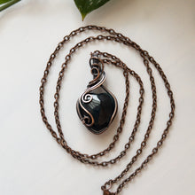 Load image into Gallery viewer, Blue Tiger’s Eye Heart &amp; Copper Wrapped Pendant
