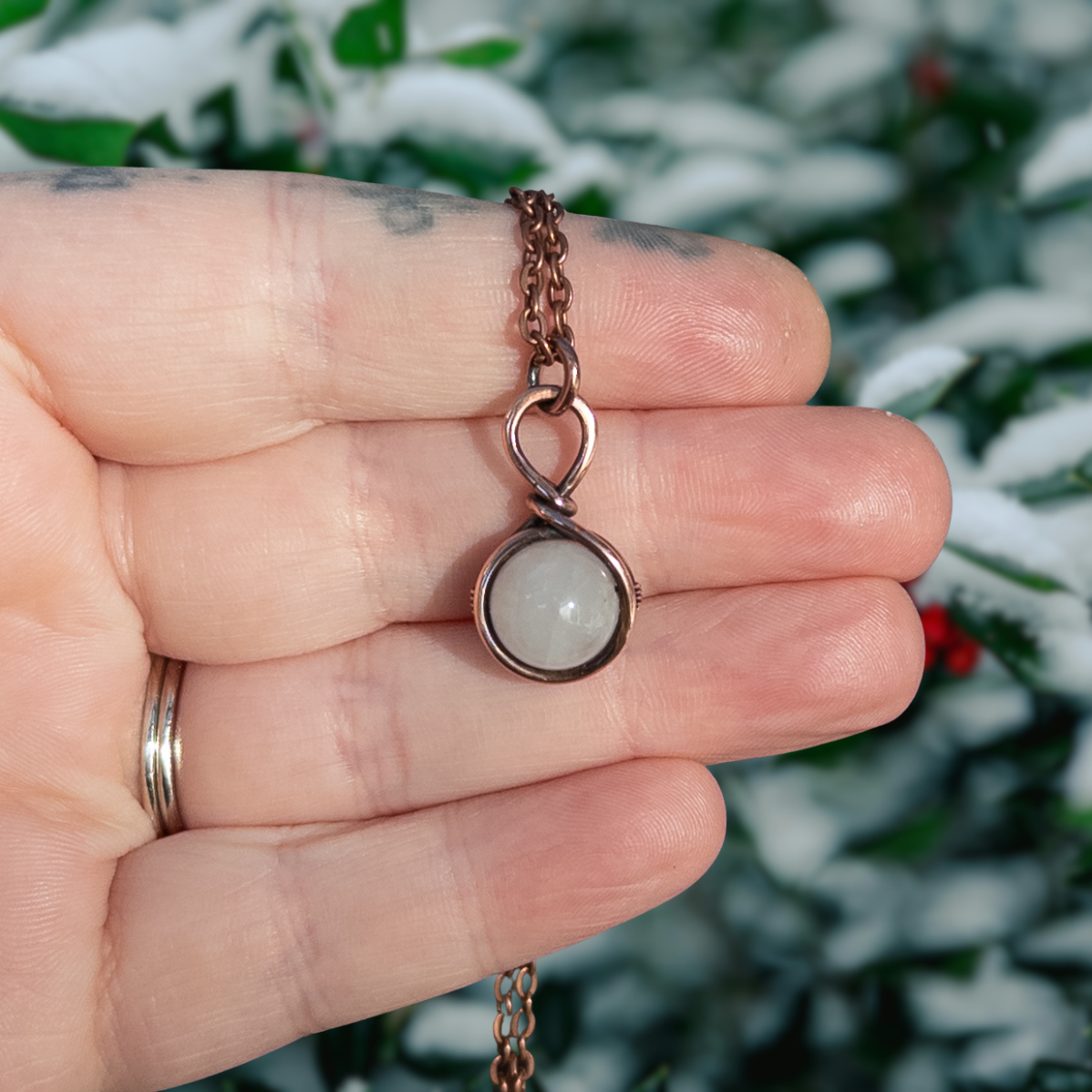 Drop Of Quartz Antiqued Copper Pendant