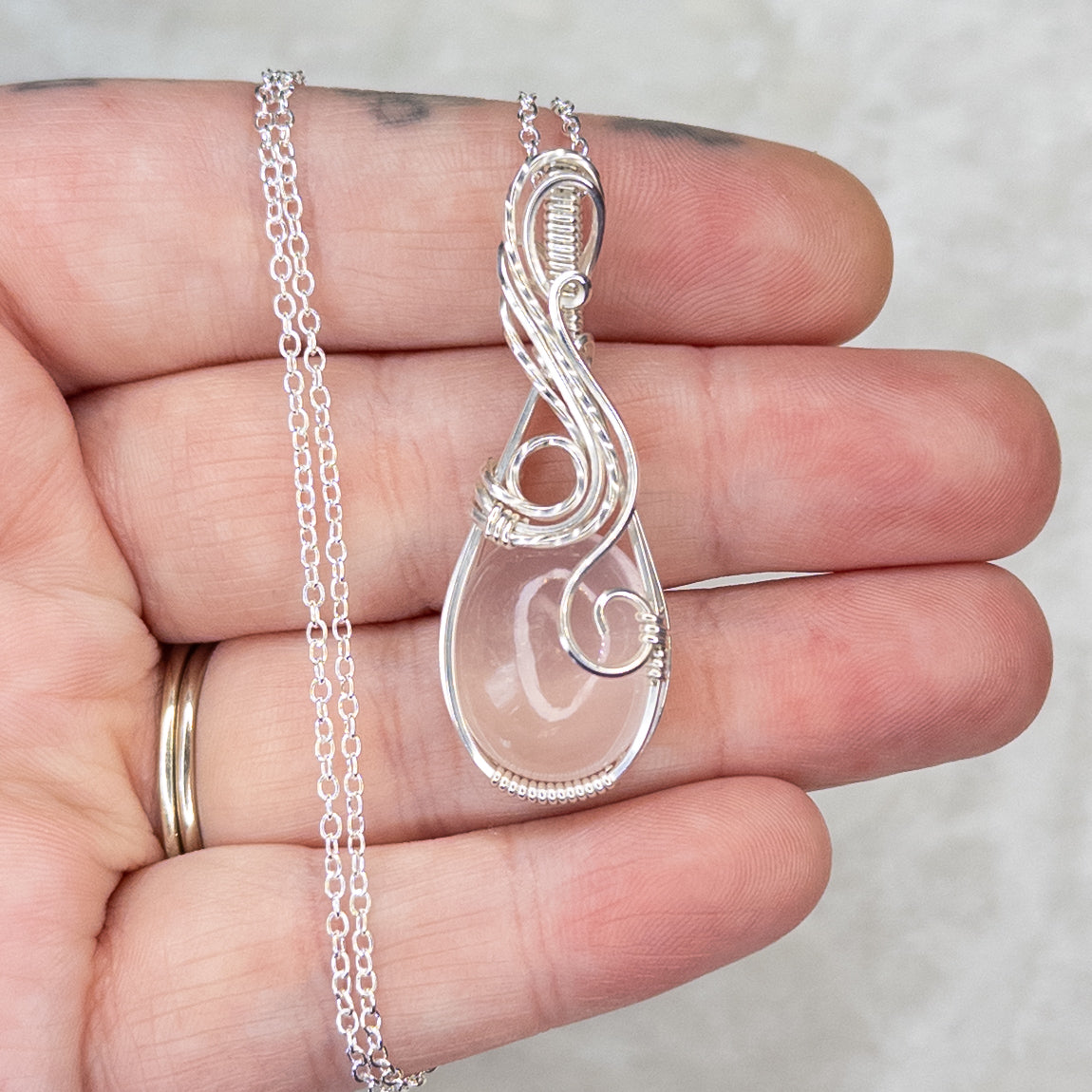 Rose Quartz .925 Sterling Silver Pendant