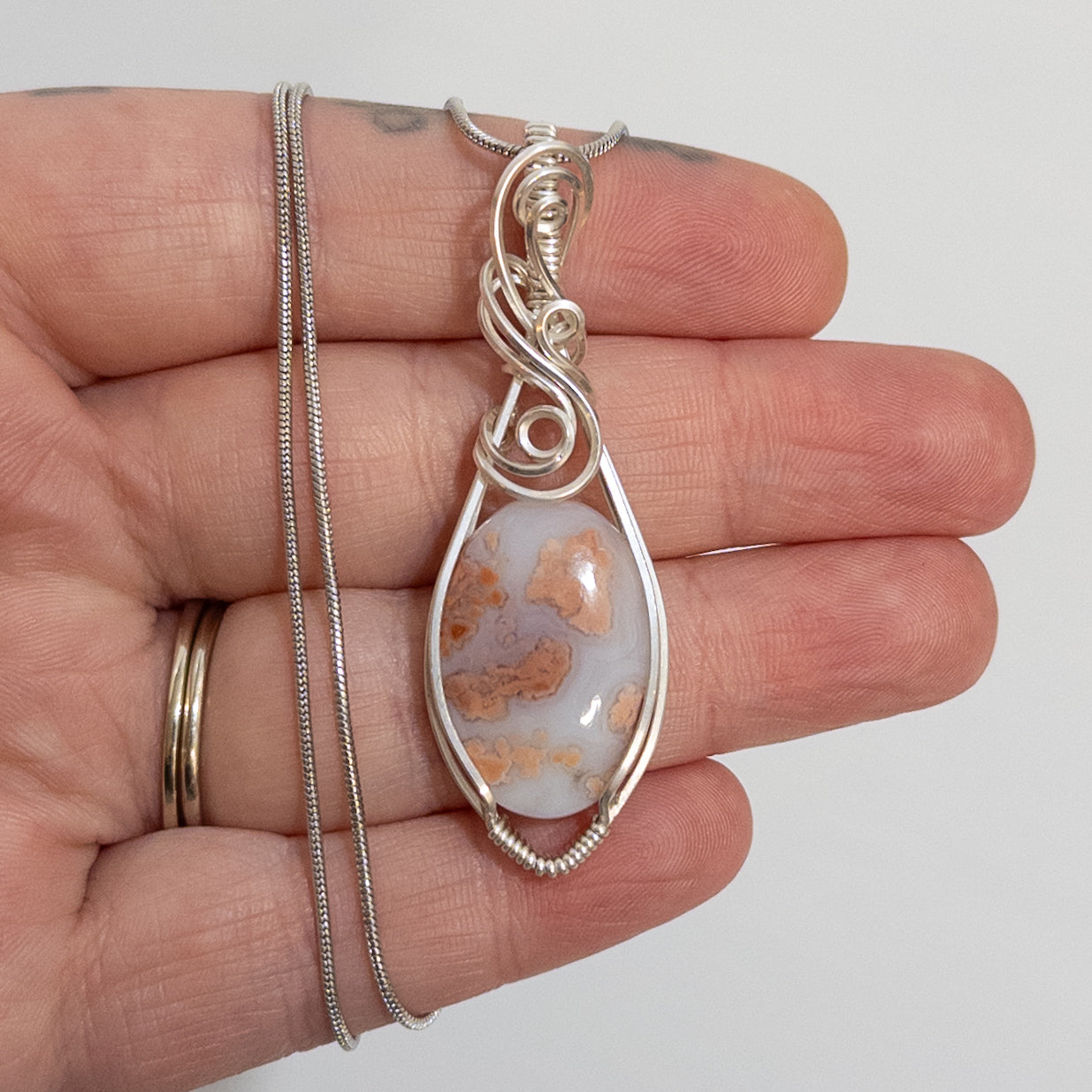 Cotton Candy Agate Sterling Silver Pendant