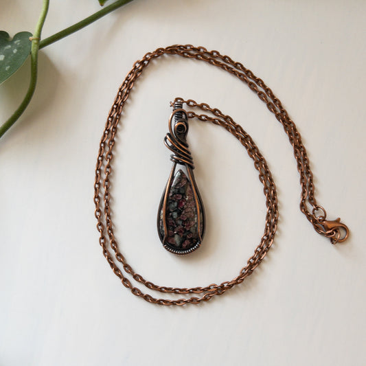 Eudialyte & Copper Wrapped Pendant