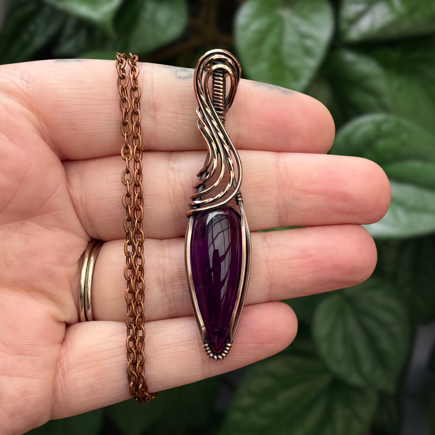 Amethyst Antiqued Copper Pendant