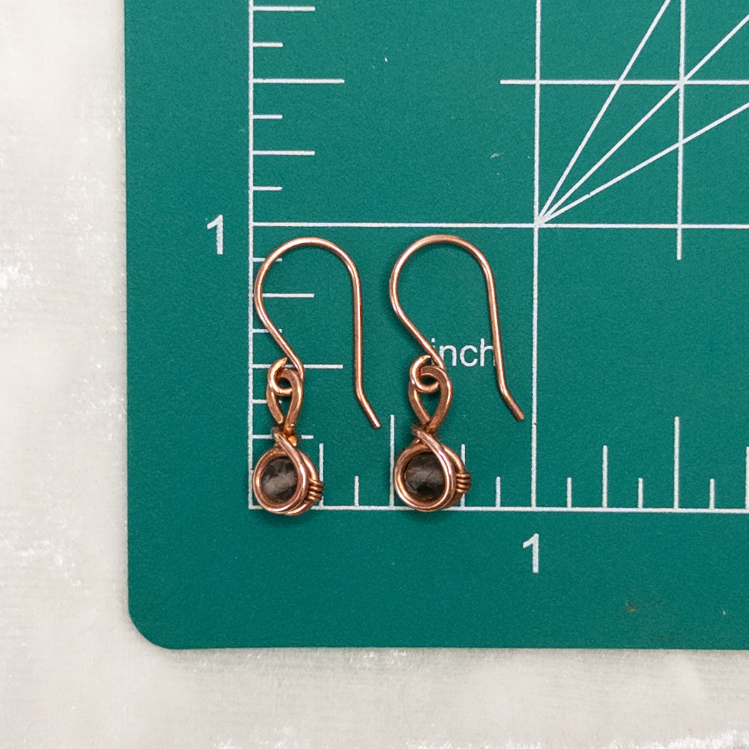 Dainty Smoky Quartz Copper Dangle Earrings
