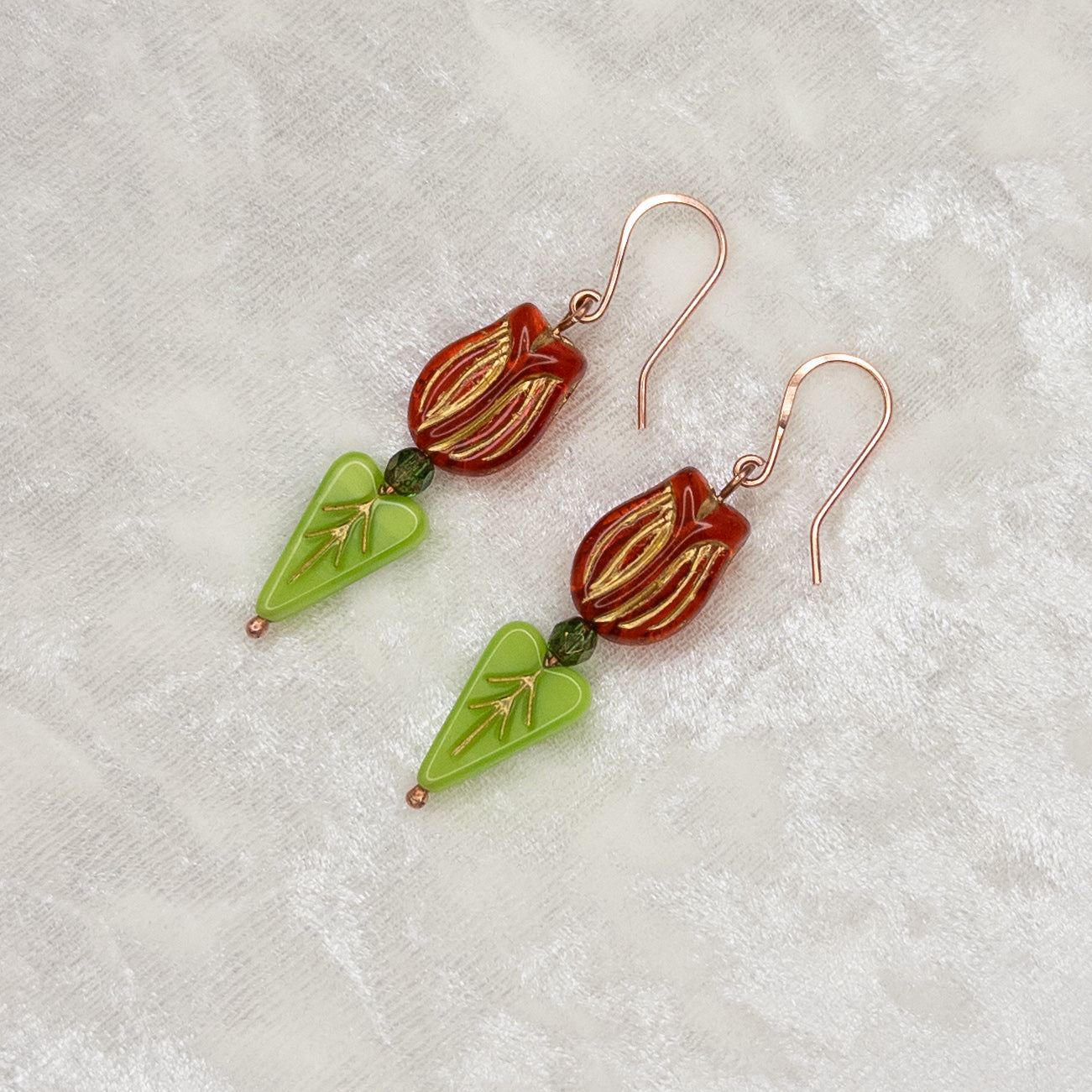 Tulip Earrings - Czech Glass Beads