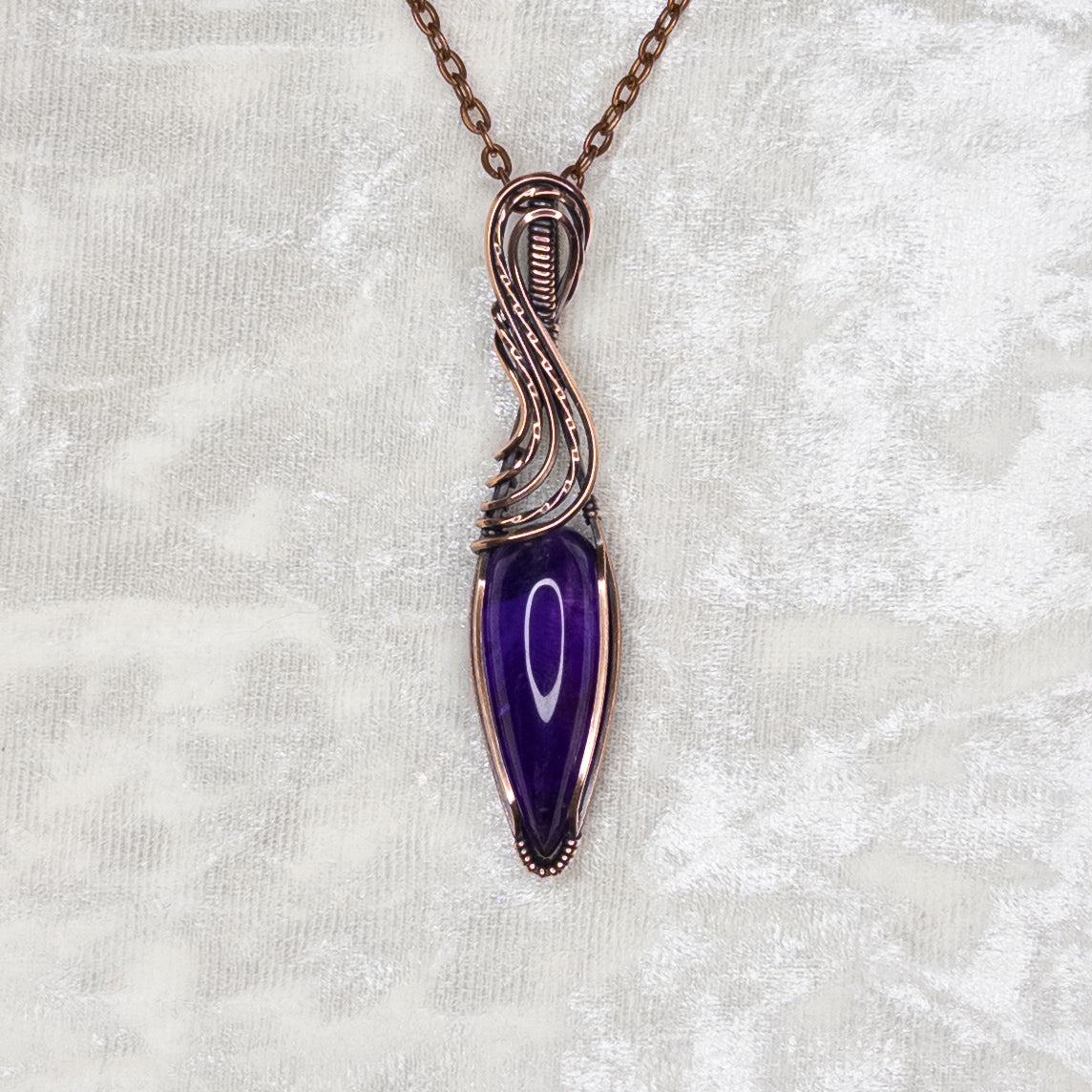 Amethyst Antiqued Copper Pendant