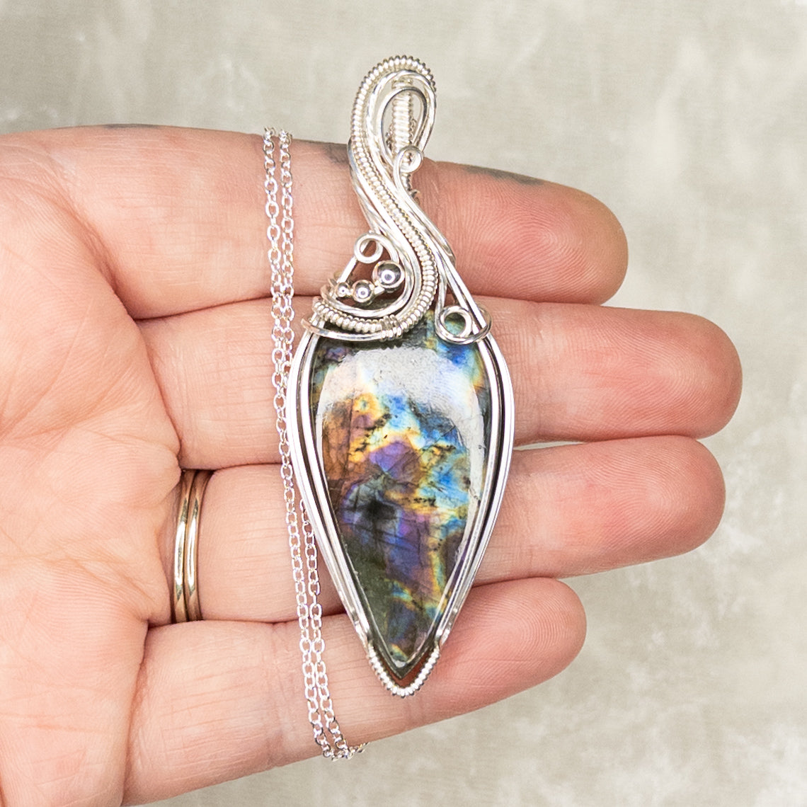 Colorful Labradorite .925 Sterling Silver Pendant