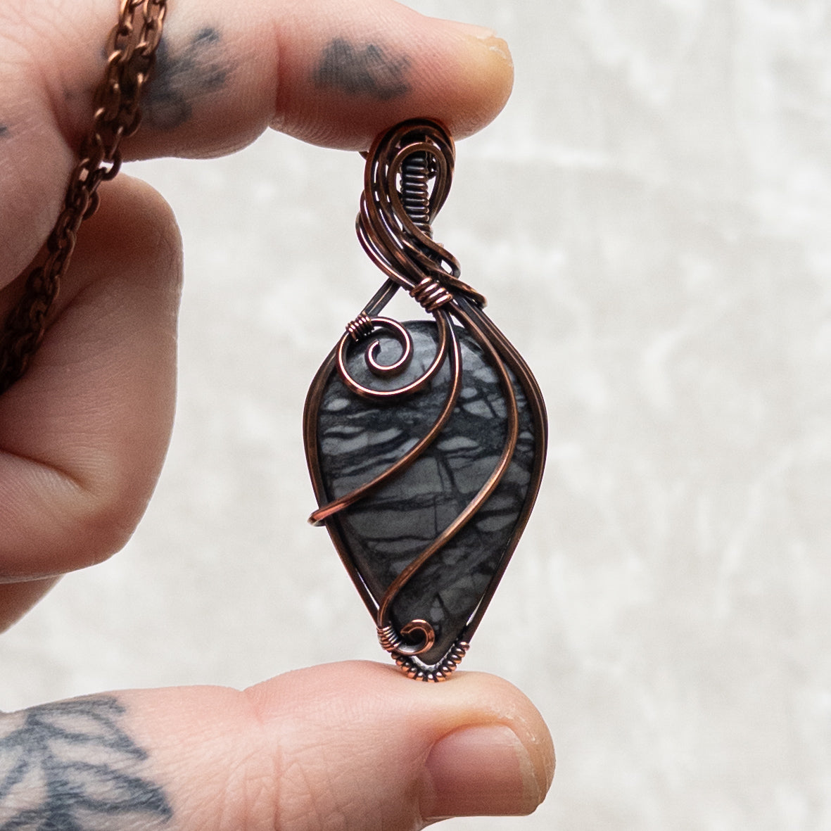 Picasso Jasper Antiqued Copper Pendant