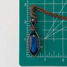 Load image into Gallery viewer, Labradorite &amp; Tanzanian Iolite Copper Wrapped Pendant
