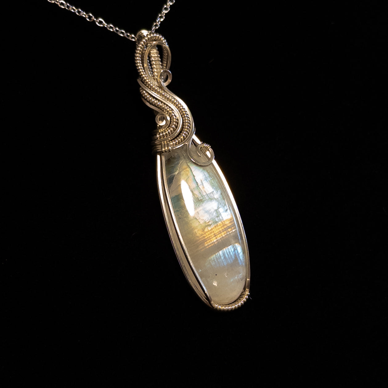 Rainbow Moonstone & .925 Sterling Silver Pendant