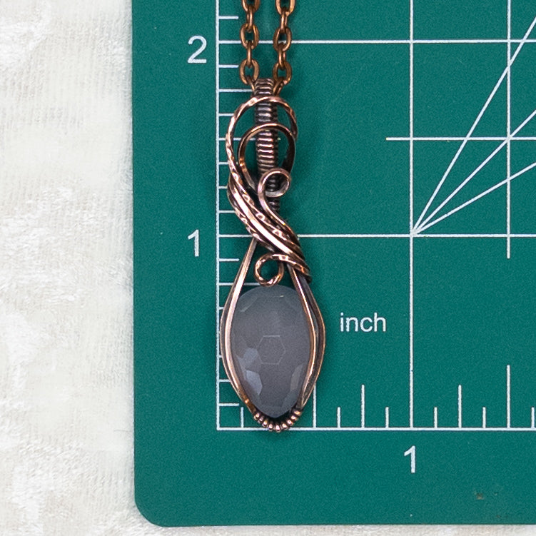 Rose Cut Pink Chalcedony Antiqued Copper Pendant