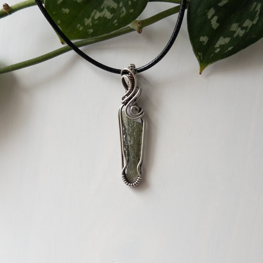 .34 Gram Moldavite & Sterling Silver Wrapped Pendant