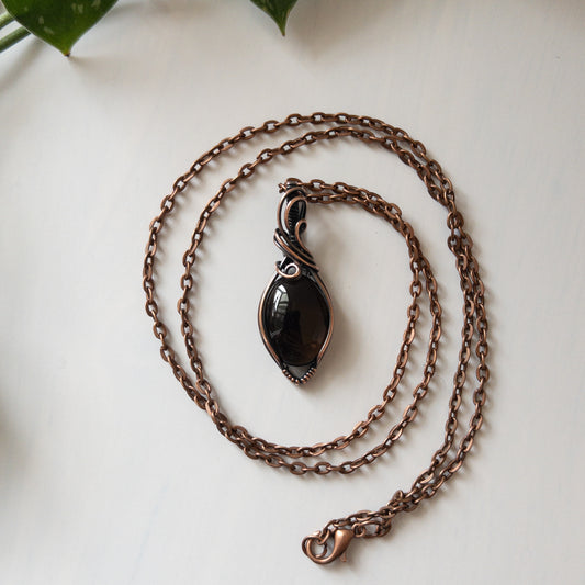 Smoky Quartz & Copper Wrapped Pendant