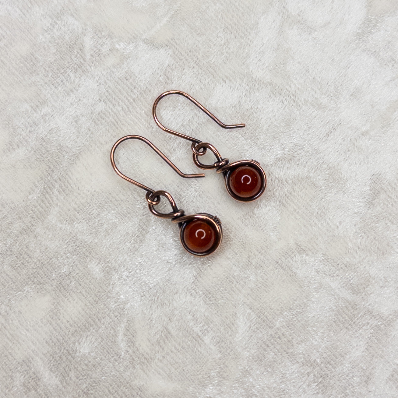 Carnelian Antiqued Copper Earrings