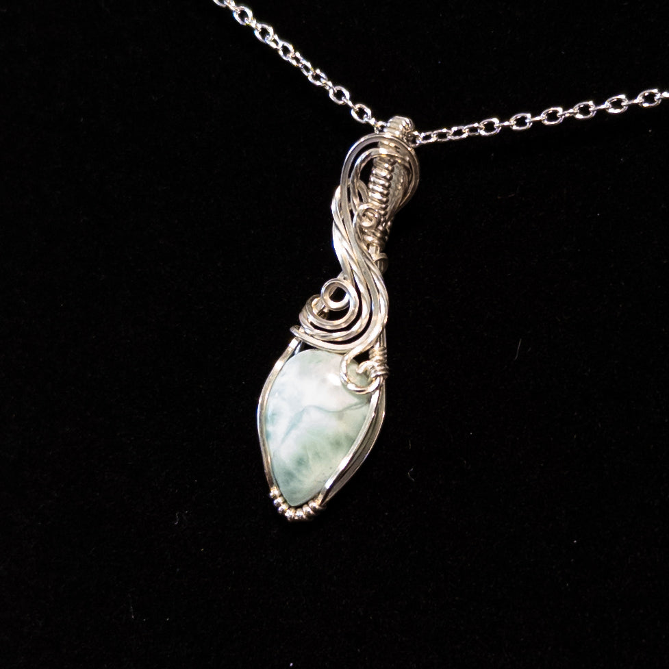 Dainty Larimar .925 Sterling Silver Pendant