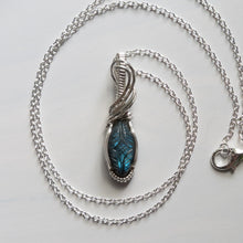 Load image into Gallery viewer, Mughal Carved Labradorite &amp; Sterling Silver Wrapped Pendant
