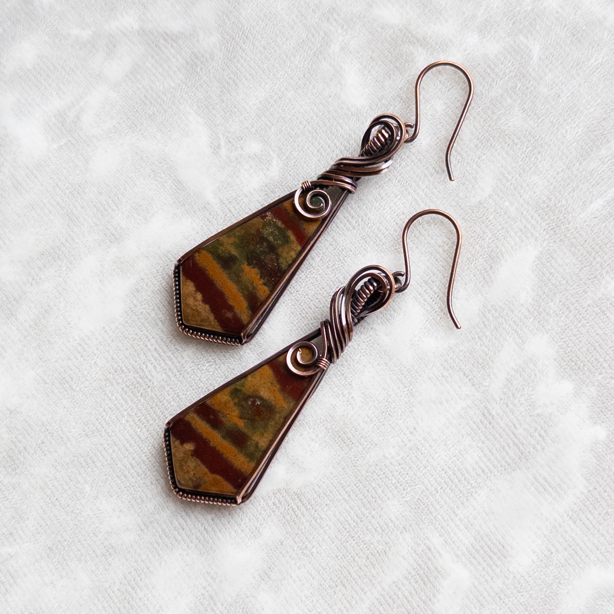 Autumn Jasper Antiqued Copper Earrings