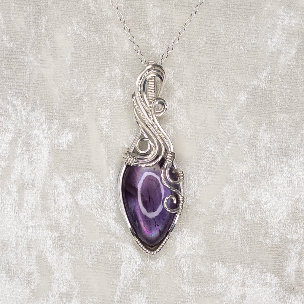 Amethyst + Mother of Pearl Doublet .925 Sterling Silver Pendant