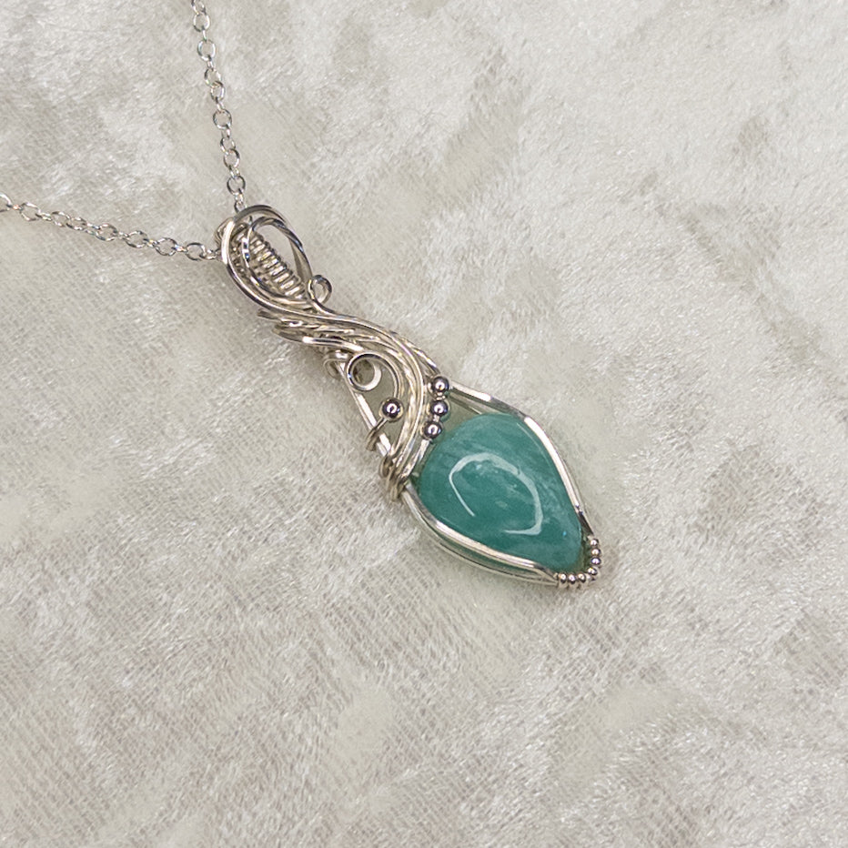 Dainty Amazonite .925 Sterling Silver Pendant