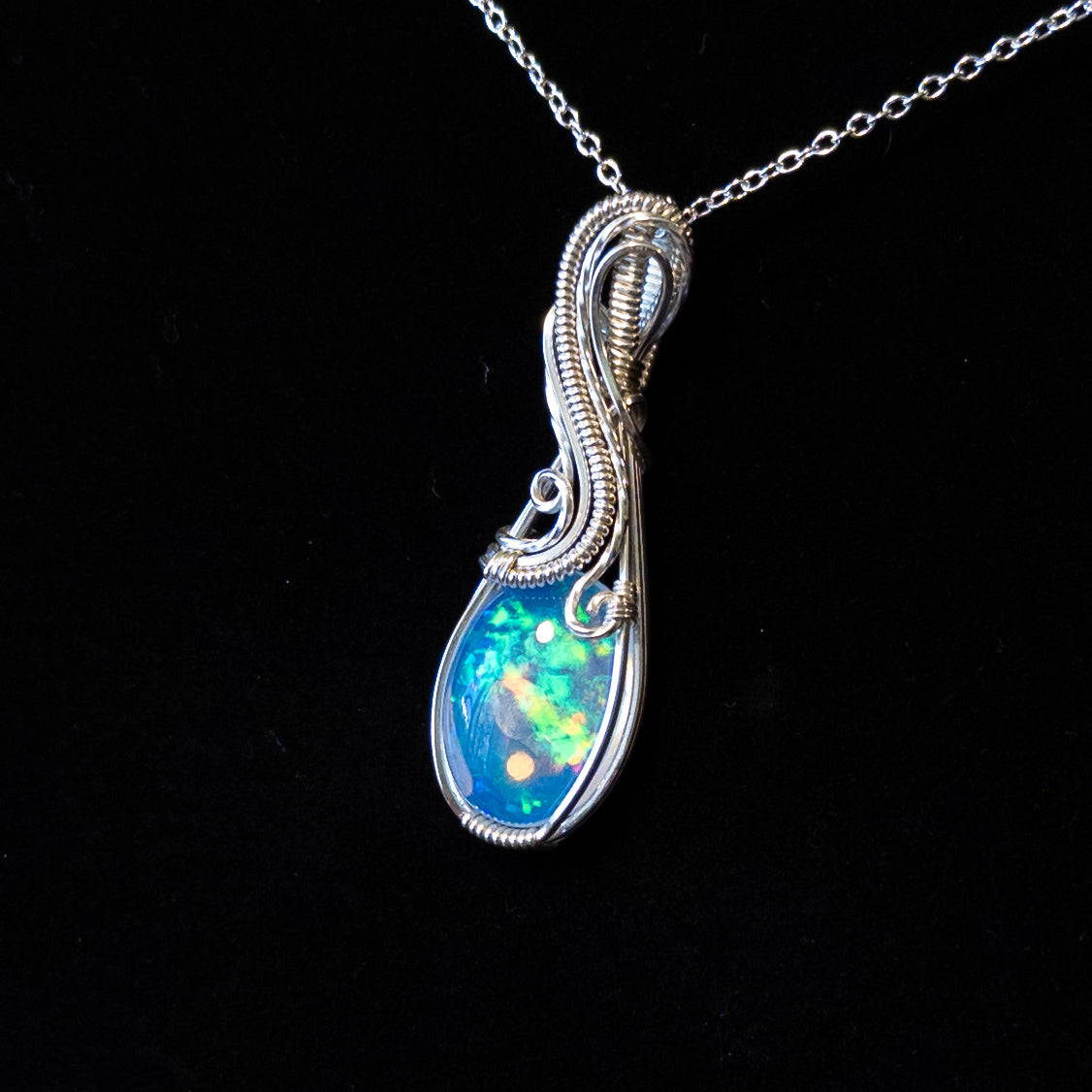 11.75ct. Ethiopian Opal .925 Sterling Silver Pendant